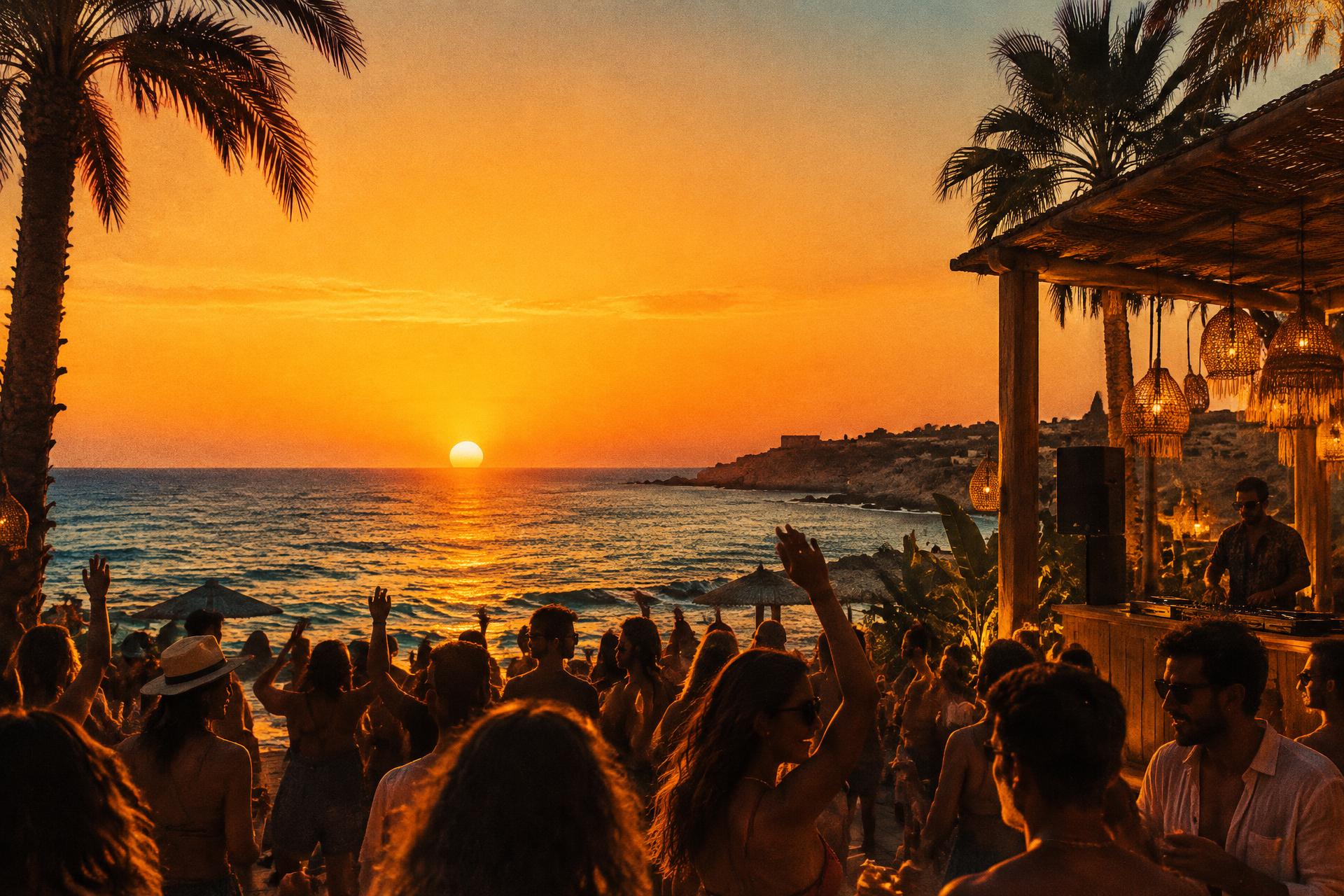 Sandy Beach Bar at sunset in Paphos