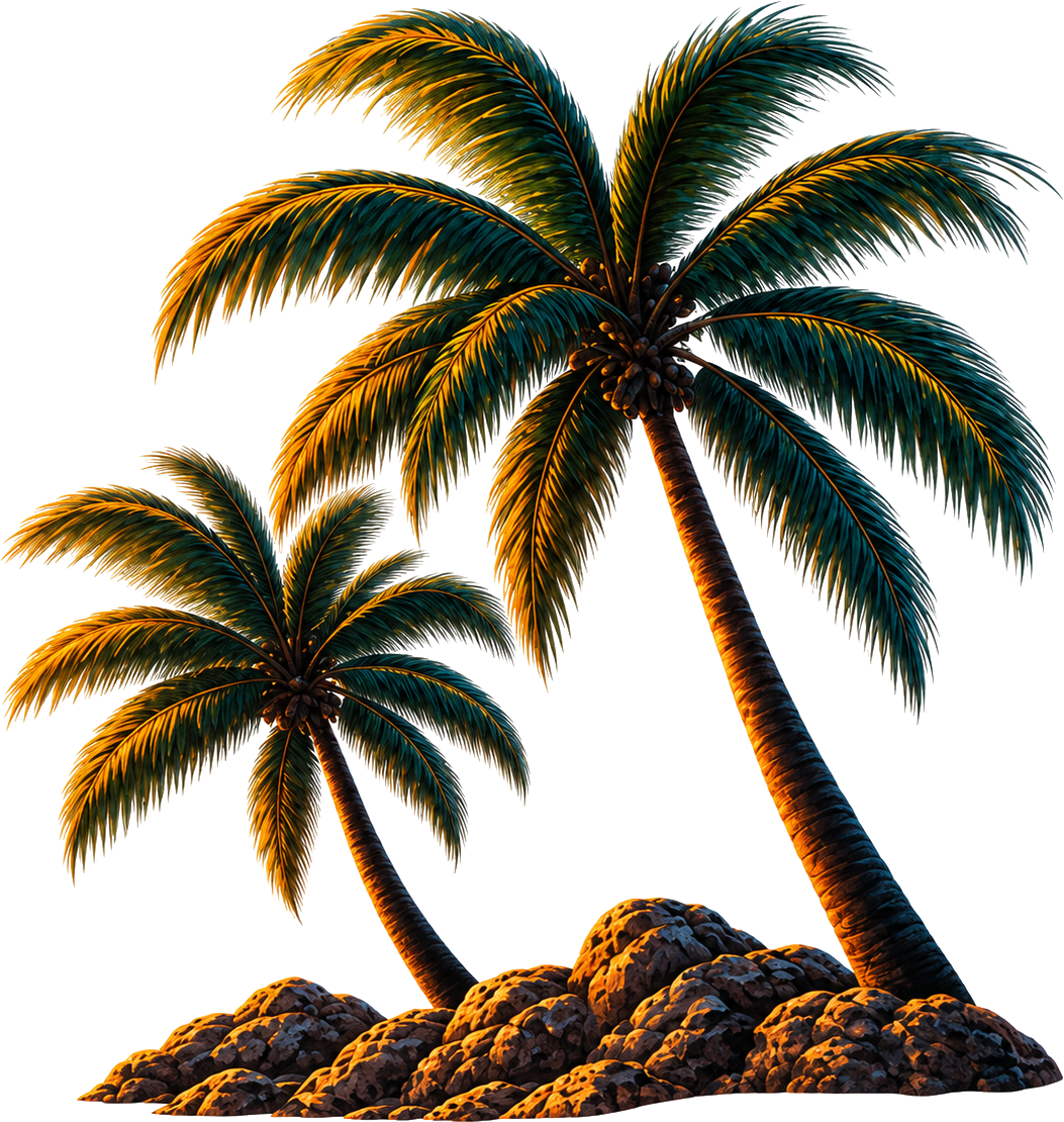 Palm trees at sunset